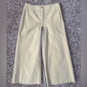 Ann Taylor Light Yellow Wide Leg Cropped Pants
